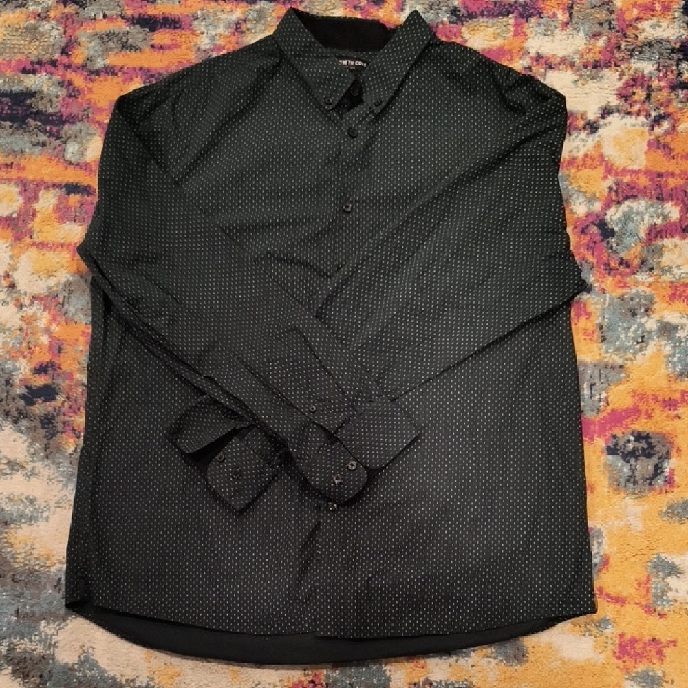 Kenneth Cole Men's Dark Patterned Button Down Shirt
